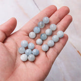 5pcs Aquamarine Half Drilled Beads Round 6/8/10mm for Jewelry Making