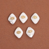 5pcs Natural Stone Beads Rhombus Shape Stainless Steel Spacer Charm