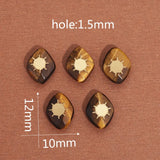 5pcs Natural Stone Beads Rhombus Shape Stainless Steel Spacer Charm