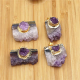 5pcs Natural Stone Crystal Cluster Pendants for Jewelry Making DIY