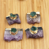 5pcs Natural Stone Crystal Cluster Pendants for Jewelry Making DIY