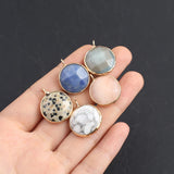 5pcs Natural Agates Pendant Charms for DIY Jewelry Necklace 18x18mm