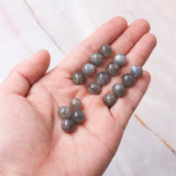 5pcs Labradorite Stone Beads Round Semi Hole 6/8/10mm Jewelry Findings