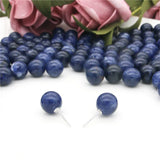 5pcs Sodalite Half Drilled Beads Round 6/8/10mm for Earrings Pendant
