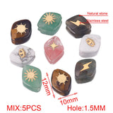 5pcs Faceted Stone Glass Beads Rhombus Spacer Charm for Jewelry Making