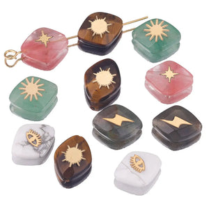 5pcs Faceted Stone Glass Beads Rhombus Spacer Charm for Jewelry Making