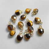 5pcs Natural Stone Oval Pendants DIY Tiger Eye Quart Charms