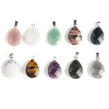 5pcs Natural Stone Pendant Water Drop Shape Mix Charms DIY Necklace Earrings