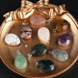 5pcs Natural Stone Pendant Water Drop Shape Mix Charms DIY Necklace Earrings