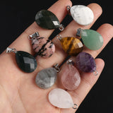5pcs Natural Stone Pendant Water Drop Shape Mix Charms DIY Necklace Earrings