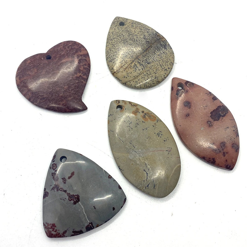 5pcs Natural Stone Pendant Necklace Reiki Healing Amulet DIY Jewelry Making