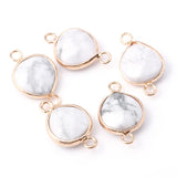 5pcs Agated Golden Plated Water Drop Stone Pendants for Jewelry Making