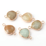 5pcs Agated Golden Plated Water Drop Stone Pendants for Jewelry Making