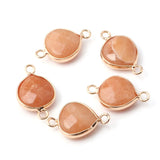 5pcs Agated Golden Plated Water Drop Stone Pendants for Jewelry Making