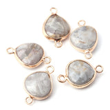5pcs Agated Golden Plated Water Drop Stone Pendants for Jewelry Making
