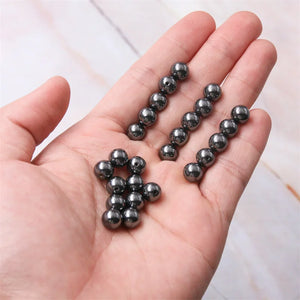 5pcs Hematite Half Drilled Beads 6/8mm for Earrings Pendant