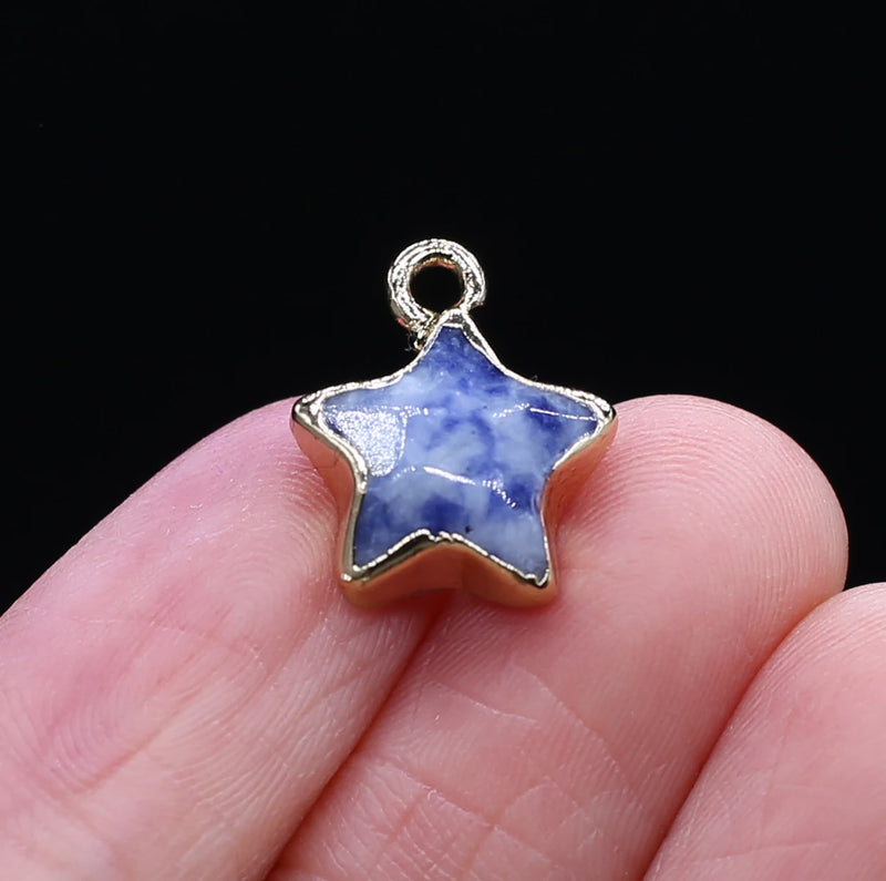 5pcs Natural Stone Star Pendant Charms for DIY Jewelry Making