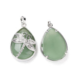 5pcs Stone Pendants w/ Brass Findings Teardrop & Dragonfly Charms