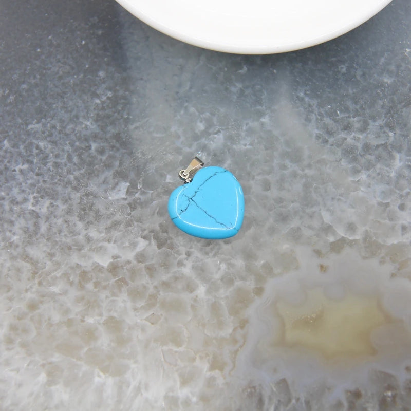 5pcs Natural Stones Quartz Heart Crystal Pendant DIY Jewelry Making