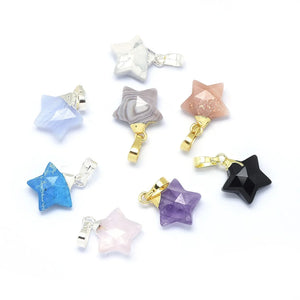 5pcs Mixed Stone Star Charms for Jewelry Making