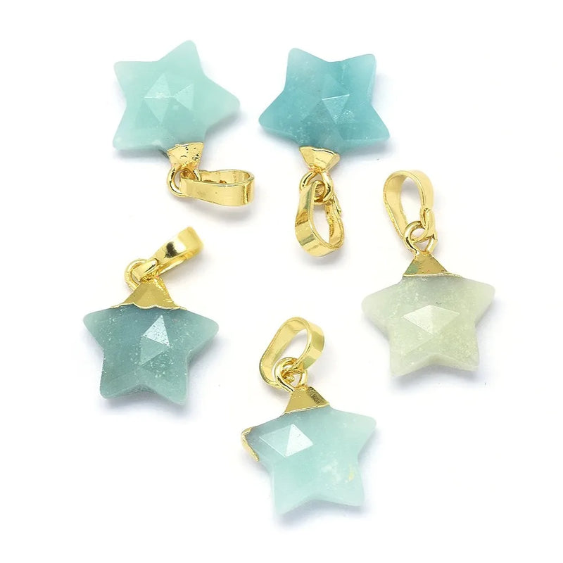 5pcs Mixed Stone Star Charms for Jewelry Making