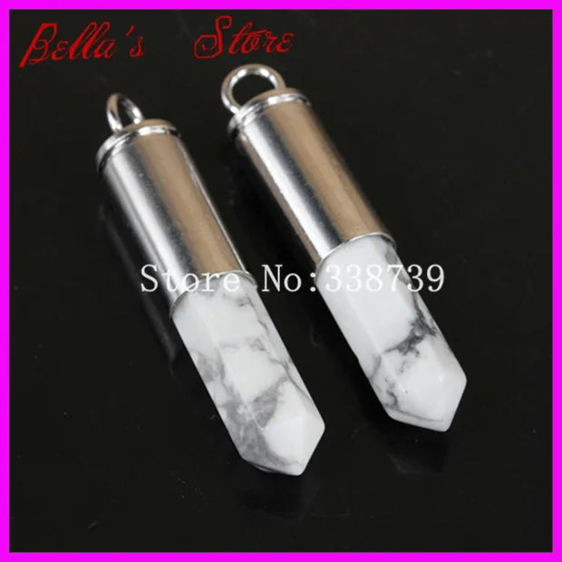 5pcs Howlite Gems Point Bullet Pendant Healing Quartz Druzy Pendant