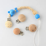 5pcs Natural Wooden Pacifier Maple Metal Clips Holder Teether Clip
