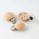5pcs Natural Wooden Pacifier Maple Metal Clips Holder Teether Clip