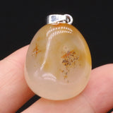 5pcs Yellow Agates Pendant Natural Stone for DIY Necklace 15x20mm