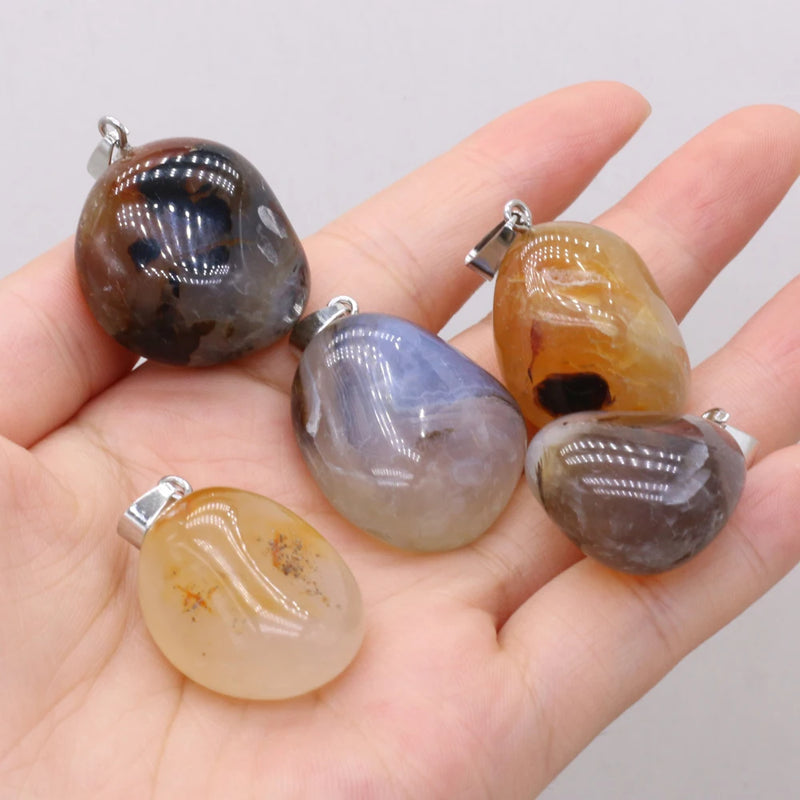5pcs Yellow Agates Pendant Natural Stone for DIY Necklace 15x20mm