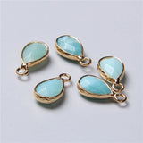 5pcs Amazonite Mineral Stone Water Drop Pendants for Jewelry Making