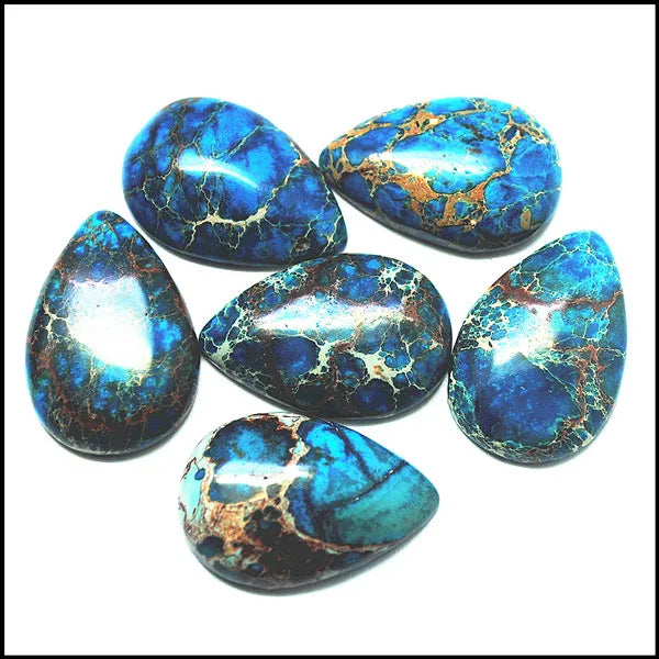 5pcs Natural Jasper Stone Cabochons Waterdrops DIY Jewelry Fittings