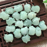 5pcs Natural Burma Jadeite Pig DIY Pendant Charms Spacers