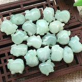 5pcs Natural Burma Jadeite Pig DIY Pendant Charms Spacers