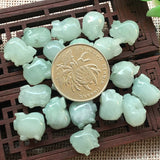 5pcs Natural Burma Jadeite Pig DIY Pendant Charms Spacers