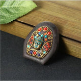 5pcs Nepalese Buddhist Wood Tibetan Brass Metal Charms Pendant