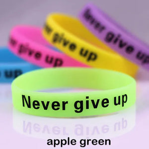 5pcs Never Give Up Luminous Rubber Bracelet Silicone Wristband Teens