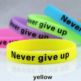 5pcs Never Give Up Luminous Rubber Bracelet Silicone Wristband Teens