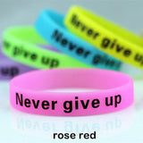 5pcs Never Give Up Luminous Rubber Bracelet Silicone Wristband Teens