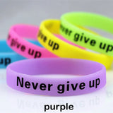 5pcs Never Give Up Luminous Rubber Bracelet Silicone Wristband Teens