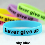 5pcs Never Give Up Luminous Rubber Bracelet Silicone Wristband Teens