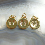 5pcs Brass Footprint Round Charms Pendant Jewelry Making DIY Findings