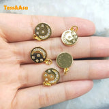 5pcs Plated Zircon Moon Star Round Pendant Copper DIY Girls Jewelry Findings