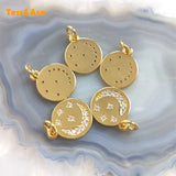 5pcs Plated Zircon Moon Star Round Pendant Copper DIY Girls Jewelry Findings