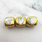 5pcs Heart Shape Natural Shell Beads Plated For Girls DIY Necklace
