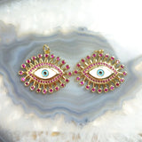 5pcs Evil Eye Purple Zircon Pendant Charms Plated For Men Women Vintage DIY