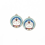 5pcs Round Cartoon Cat Charm for DIY Jewelry Making