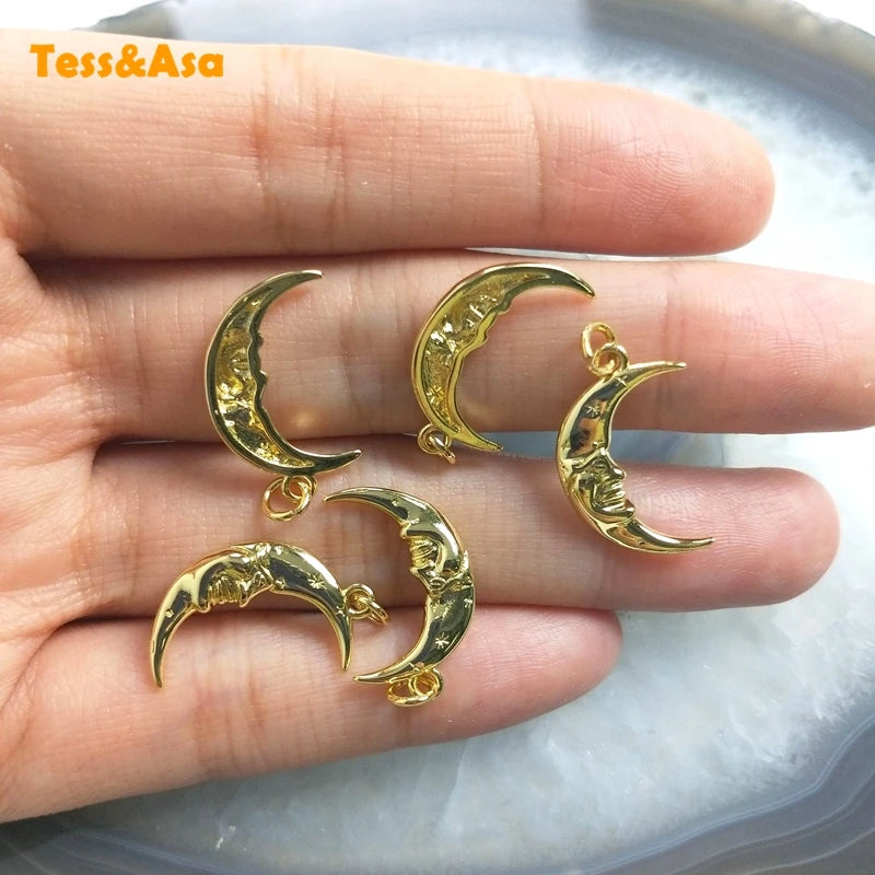 Moon Face Pendant Plated Brass Vintage Punk Style for Earrings Necklace