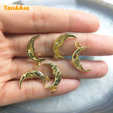 Moon Face Pendant Plated Brass Vintage Punk Style for Earrings Necklace