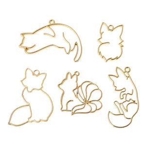 5pcs Foxes Collection Frame UV Pendant for DIY Jewelry Making